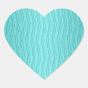 Sticker Cœur Turquoise aquamarin délavé à motif vertical ondulé