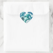 Sticker Cœur Turquoise et Blue Swirls Abstrait (Sac)