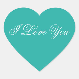 Sticker Coeur Turquoise - I Love You