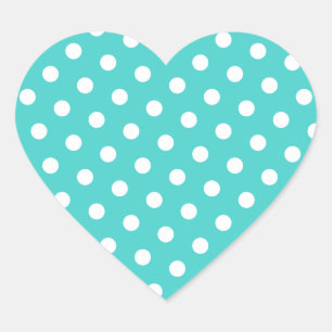 Sticker Cœur Turquoise Moyen et Points Blancs