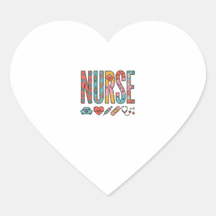 Sticker Cœur Typographie vintage d'infirmière icône médicale de