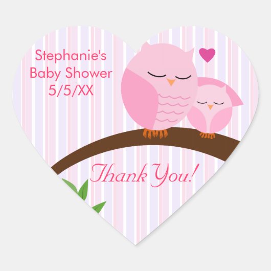 Sticker Cœur Un Baby shower Rose (Devant)