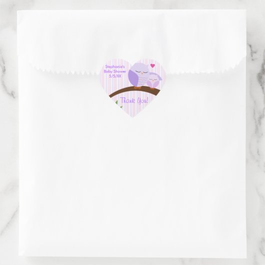 Sticker Cœur Un Baby shower Violet (Sac)