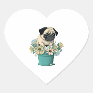 Sticker Cœur Un Carlin mignon