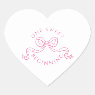 Sticker Cœur Un doux début Sceaux de mariage rose et blanc