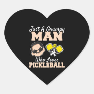 Sticker Cœur Un homme grincheux qui aime le Pickleball amusant