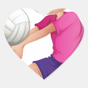 Sticker Cœur Un jeune homme joue au volley-ball