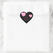 Sticker Cœur "Un Mariage Valentin" - Coeurs roses sur Noir (Sac)