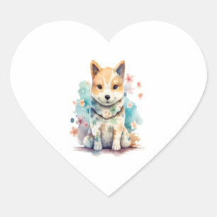 Sticker Cœur Un mignon chien bien conduit en chemise fleurie