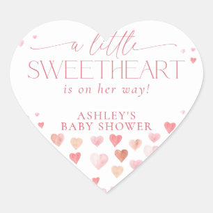 Sticker Cœur Un Petit Amoureux, Baby shower Rose Girl