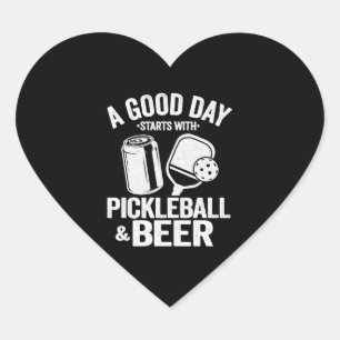 Sticker Cœur Une Bonne Journée Commence Avec Le Pickleball Et L