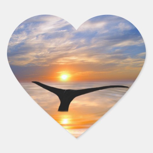 Sticker Cœur Une queue de baleine au coucher du soleil (Devant)