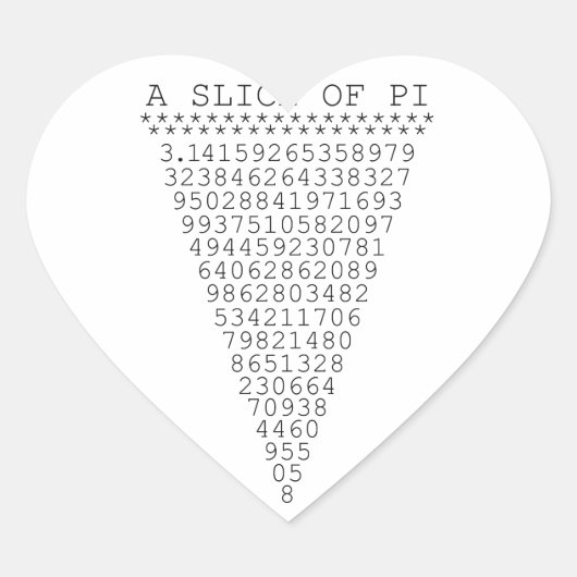 Sticker Cœur Une tranche de Pi Graphic (Devant)