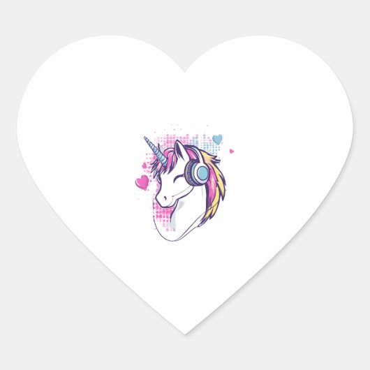 Sticker Cœur Unicorn Gamer Girl (1) (Devant)