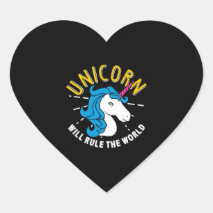Sticker Cœur Unicorn Lover Gift licorn va gouverner le monde