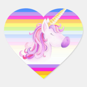 Sticker Cœur Unicorn whimsy aquarelle rainbow strikers