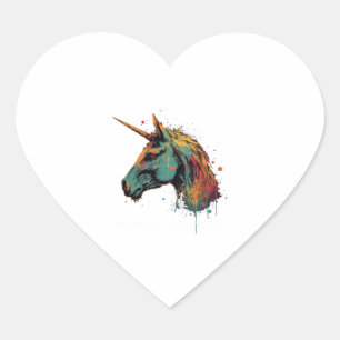 Sticker Cœur Unicorne Abstraite