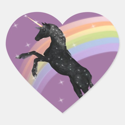 Sticker Cœur Unicorne arc-en-ciel (Devant)