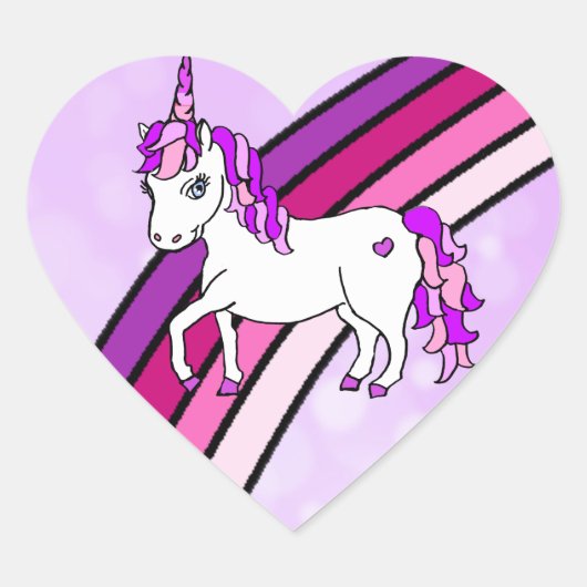 Sticker Cœur Unicorne arc-en-ciel (Devant)