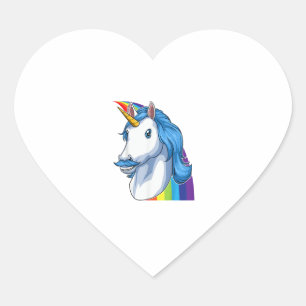 Sticker Cœur Unicorne avec Mustache Dadacorn Dadicorn Unicorn D