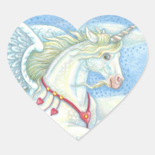 STICKER CŒUR UNICORNE DE COEURS DE VOL, BOUTON DE CHEVAL PEGASU