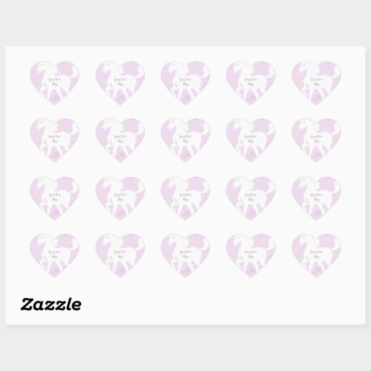 Sticker Cœur Unicorne et étoiles (Feuille)