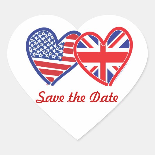 Sticker Cœur Union Jack/États-Unis (Devant)