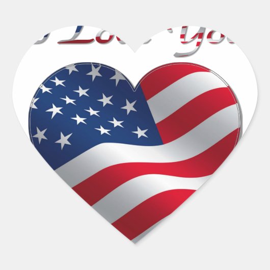 Sticker Cœur USA Flag Heart Je t'aime (Devant)