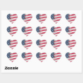 Sticker Cœur USA Unites : Stripes & Stars en Gras Design (Feuille)
