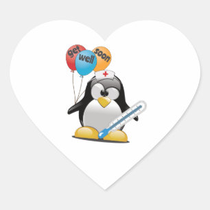 Sticker Cœur Va vite. Infirmière pingouine.