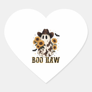 Sticker Cœur Vache de l'Ouest Éffrayant fantôme Bow Haw