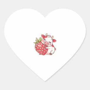 Sticker Cœur Vache Et Fraise