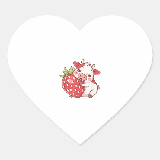 Sticker Cœur Vache Et Fraise (Devant)