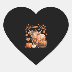 Sticker Cœur Vache Highland Chute Automne Fille Thanksgiving C