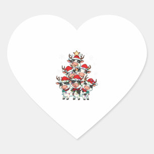 Sticker Cœur Vache Noël Noël Noël Filles Garçons Drôle Père Noë