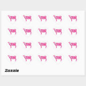 Sticker Cœur Vache rose chaud et blanc Silhouette (Feuille)