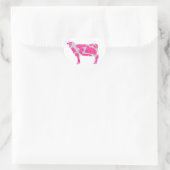 Sticker Cœur Vache rose chaud et blanc Silhouette (Sac)