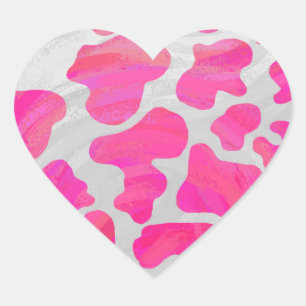 Sticker Cœur Vache rose et blanc chaud