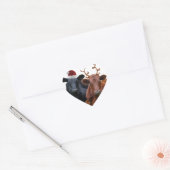 Sticker Cœur Vaches de Noël à Santa Hat et Antlers (Enveloppe)