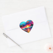 Sticker Cœur Valentine Beach Design (Enveloppe)