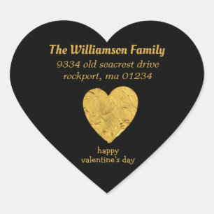 Sticker Cœur Valentine en forme de coeur Adresse de retour Étiq