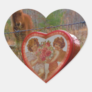 Sticker Cœur Valentine Heart Miniature Brown Horse