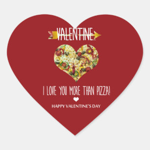 Sticker Cœur Valentine, je t'aime plus que la pizza
