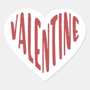 Sticker Cœur Valentine Red Heart Love Word Art Sceau minimalist