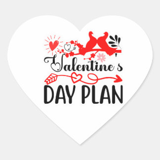 Sticker Cœur Valentine’s Day Plan – Romantic Love Birds & Heart