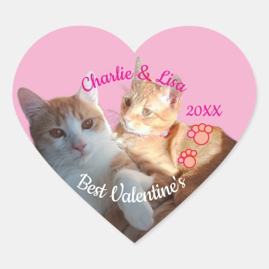 Sticker Cœur Valentine's Cat Paws Text (Devant)