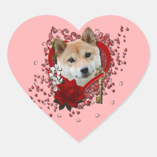 Sticker Cœur Valentines - Clé de mon coeur - Shiba Inu