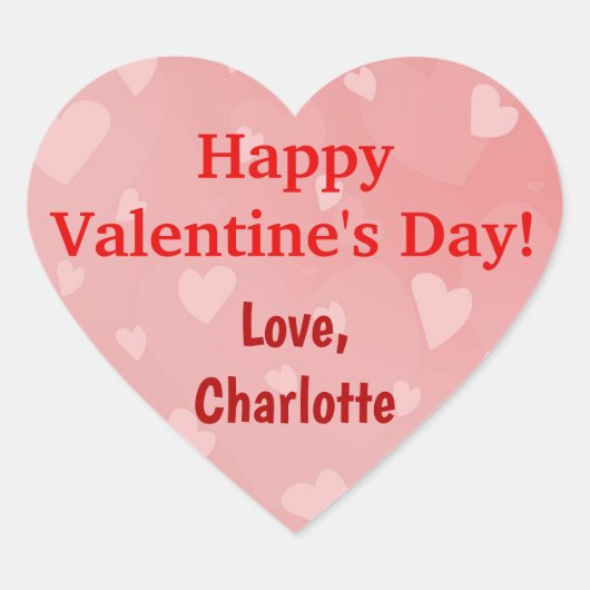Sticker Cœur Valentines Day Coeurs rouges roses Nom personnalis (Devant)