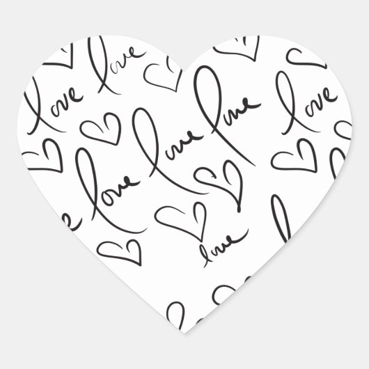 Sticker Cœur Valentines Jour Main tiré Script Love Lettering (Devant)
