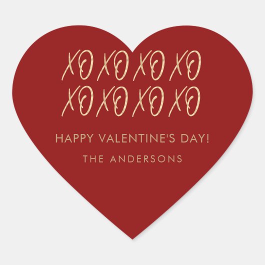 Sticker Cœur Valentine's XOXO Red Faux Gold (Devant)